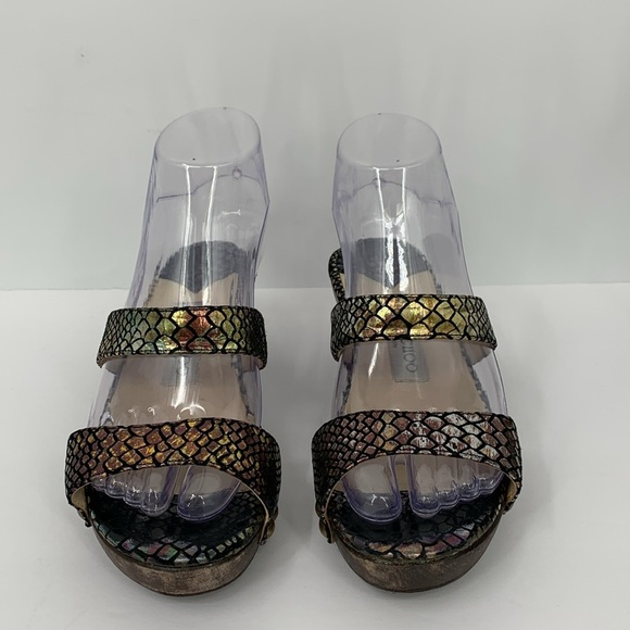 Jimmy Choo Kershaw slide double strap sandal shoe clog metallic snake wood 36 6 - Picture 3 of 6